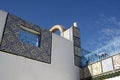 Ornamental arch on roof top terrace in Tunisia Royalty Free Stock Photo