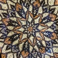 Ornamental oriental background pattern in blue yellow colors