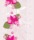 Ornamental background with lace and pink flowers Royalty Free Stock Photo