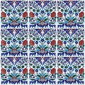 Ornamental background of Turkish ceramic tile collage. Royalty Free Stock Photo