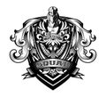 Ornamental Baroque Heraldry Shield `Royal Squad` Crest Coat Arms