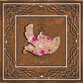 Ornamental bird on grunge background