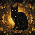 Ornamental black cat portrait illustration Royalty Free Stock Photo