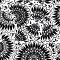 Ornamental black and white floral Paisley vector seamless patter Royalty Free Stock Photo