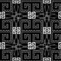 Ornamental black and white greek key meander seamless pattern. Geometric monochrome background. Lace textured ornament. Decorative Royalty Free Stock Photo