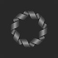 Ornamental blank round frame monogram, circle border geometric shape overlapping thin curved lines, weaving metal ring stripes