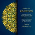 Ornamental blue with gold embroidery invitation