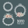 Ornamental Boho Style Frames and elements.