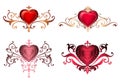 Ornamental borders with hearts Romantic red hearts with floral ornaments golden lace borders and frames. Beautiful royal hearts Royalty Free Stock Photo