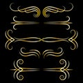 Ornamental borders set. Swirly lines design elements. Vintage decorative borders and page dividers. Vector illustration. Royalty Free Stock Photo