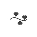 Ornamental branch with hearts vector icon