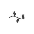 Ornamental branch with leaves vector icon