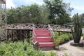 ornamental bridge in poska flower garden