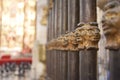 Ornamental Bronze heads on railings in the Santa Maria de Burgos Cathedral