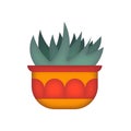 Ornamental cactus in pot cartoon illustration