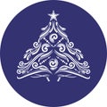 Ornamental Christmas spruce. Icon for design or logo