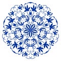 Ornamental circle patterns in Spain or Potruguese styleblue ceramics design,, azulejo