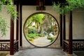 Ornamental Circular Archway, Lingering Garden, Suzhou, China Royalty Free Stock Photo