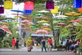 Ornamental color umbrellas at the entrance to tourism Punclut Bandung, West Java, Indonesia