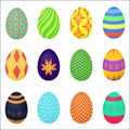 The ornamental colorful Easter eggs variety vector illustration.