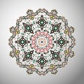 Ornamental round colorful geometric pattern in aztec style Royalty Free Stock Photo