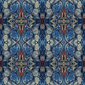 Ornamental Colourful Seamless High Resolution Pattern in blue, red and white