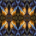 Ornamental Colourful Seamless High Resolution Pattern in blue, yellow and orange