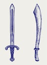 Ornamental dagger. Doodle style