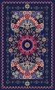 Ornamental dark blue rug with beautiful rosette and floral pattern Royalty Free Stock Photo