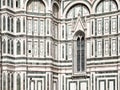 Ornamental decoration facade detail of Florence Catherdal, Cattedrale di Santa Maria del Fiore or Il Duomo di Firenze