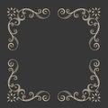 Ornamental decorative frame. Swirls, floral filigree elements. Vintage style. Wedding invitation, Greeting card design. Vector. Royalty Free Stock Photo