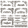 Ornamental design lace borders and corners Vector set art deco floral ornaments elements Royalty Free Stock Photo