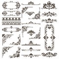 Ornamental design lace borders and corners Vector set art deco floral ornaments elements Royalty Free Stock Photo