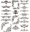 Ornamental design lace borders and corners Vector set art deco floral ornaments elements Royalty Free Stock Photo