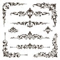 Ornamental design lace borders and corners Vector set art deco floral ornaments elements