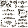 Ornamental design lace borders and corners Vector set art deco floral ornaments elements Royalty Free Stock Photo