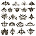 Ornamental design lace borders and corners Vector set art deco floral ornaments elements Royalty Free Stock Photo