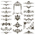 Ornamental design lace borders and corners Vector set art deco floral ornaments elements