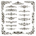 Ornamental design lace borders and corners Vector set art deco floral ornaments elements Royalty Free Stock Photo