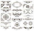 Ornamental design lace borders and corners Vector set art deco floral ornaments elements