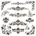 Ornamental design lace borders and corners Vector set art deco floral ornaments elements Royalty Free Stock Photo