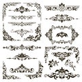 Ornamental design lace borders and corners Vector set art deco floral ornaments elements Royalty Free Stock Photo