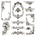 Ornamental design lace borders and corners Vector set art deco floral ornaments elements Royalty Free Stock Photo