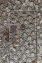 the ornamental details of the wooden door of the castle Royalty Free Stock Photo