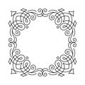 Ornamental filigree frame. Page decoration, border, divider. Calligraphy scroll pattern. Wedding, Greeting card design. Vector.