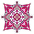 Ornamental Floral Mandala. Carpet ornament pattern. Interior mandala print in pink colors. Bright napkin design Royalty Free Stock Photo