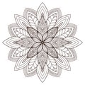 Ornamental Floral Mandala. Tattoo art design. Carpet ornament pattern. Vector for adult coloring page. Interior mandala print Royalty Free Stock Photo