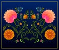 Ornamental flower design of Khokhloma a Russian style painting Royalty Free Stock Photo
