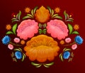 Ornamental flower design of Khokhloma a Russian style painting Royalty Free Stock Photo