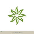 Ornamental Flower Logo Template, Green Leaves Petal Vector Illustration Design. Vector EPS 10 Royalty Free Stock Photo